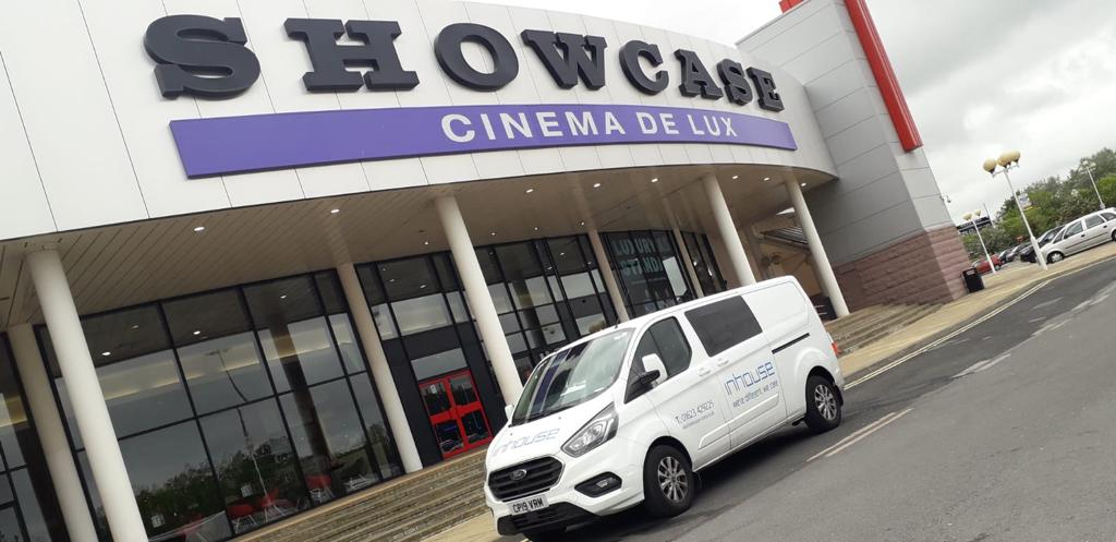 Inhouse vans outside Showcase Cinema